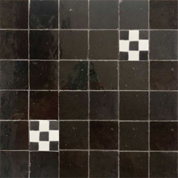 Mosaic House Moroccan tile Rceef Bravo 6-1 Black White  zellige, mosaic, zellij, field, pattern, glaze, simple, classic, grid, squares 